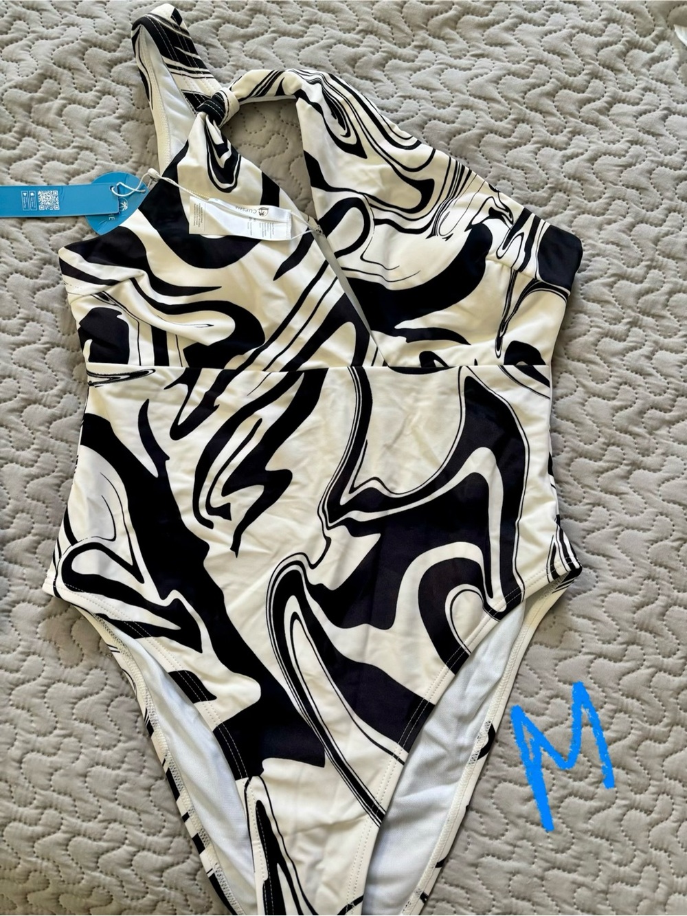 Cupshe- Black & White Swirl One-Piece Swimsuit